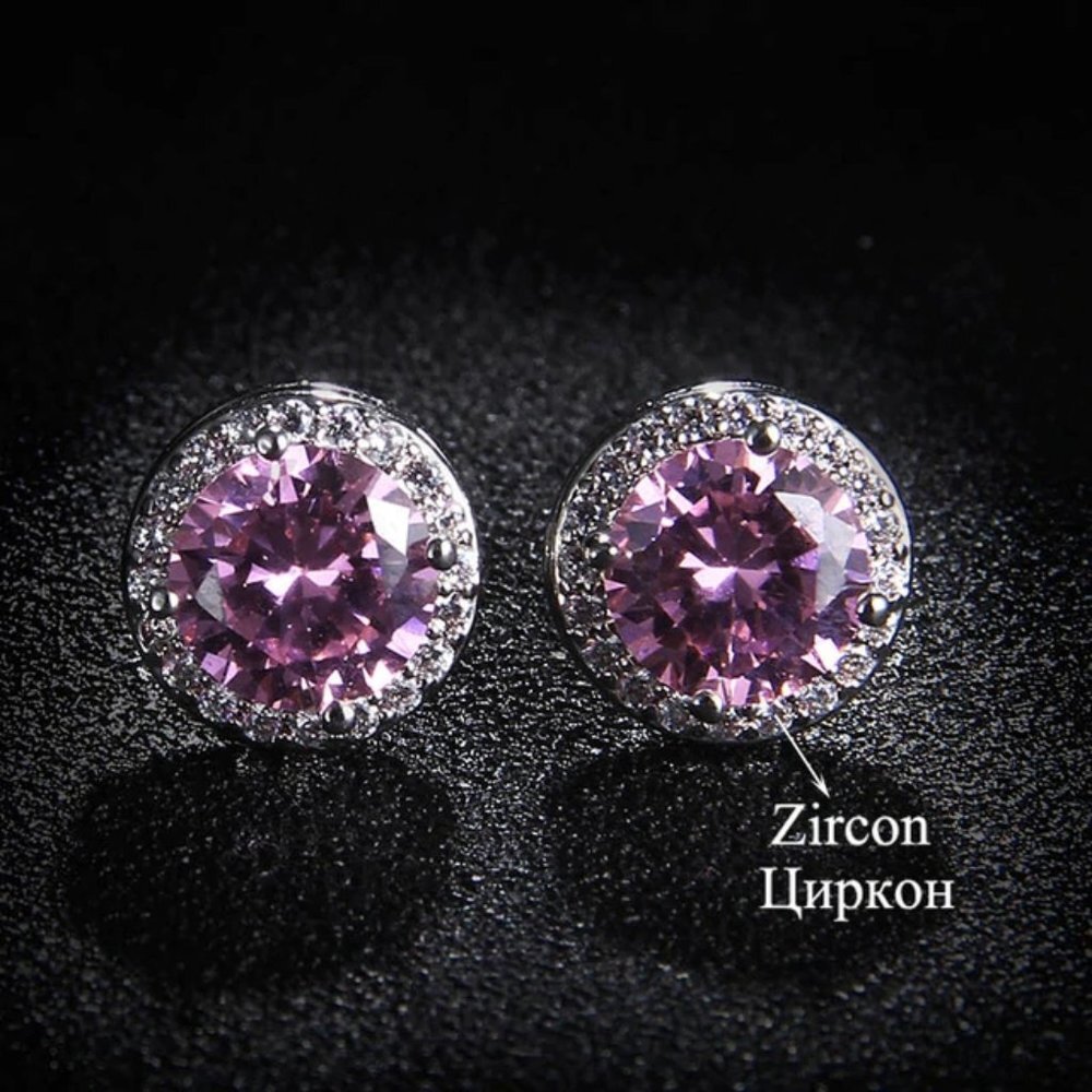 💝"928 Silver Plated CZ Classic Stud Earrings for Women, UNVN12445